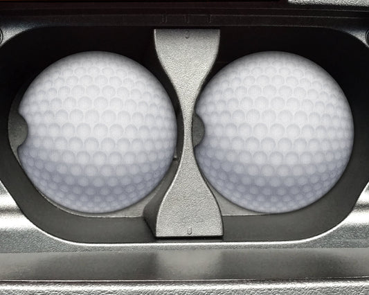 Golf Ball Print - Rubber Neoprene Car Coaster (Set of 2) - Auto Accessories - Car Accessories - Car Cup Holder Coaster